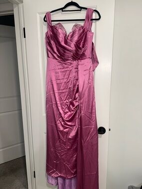 Fuchsia Satin Evening Gown with Draped Bodice